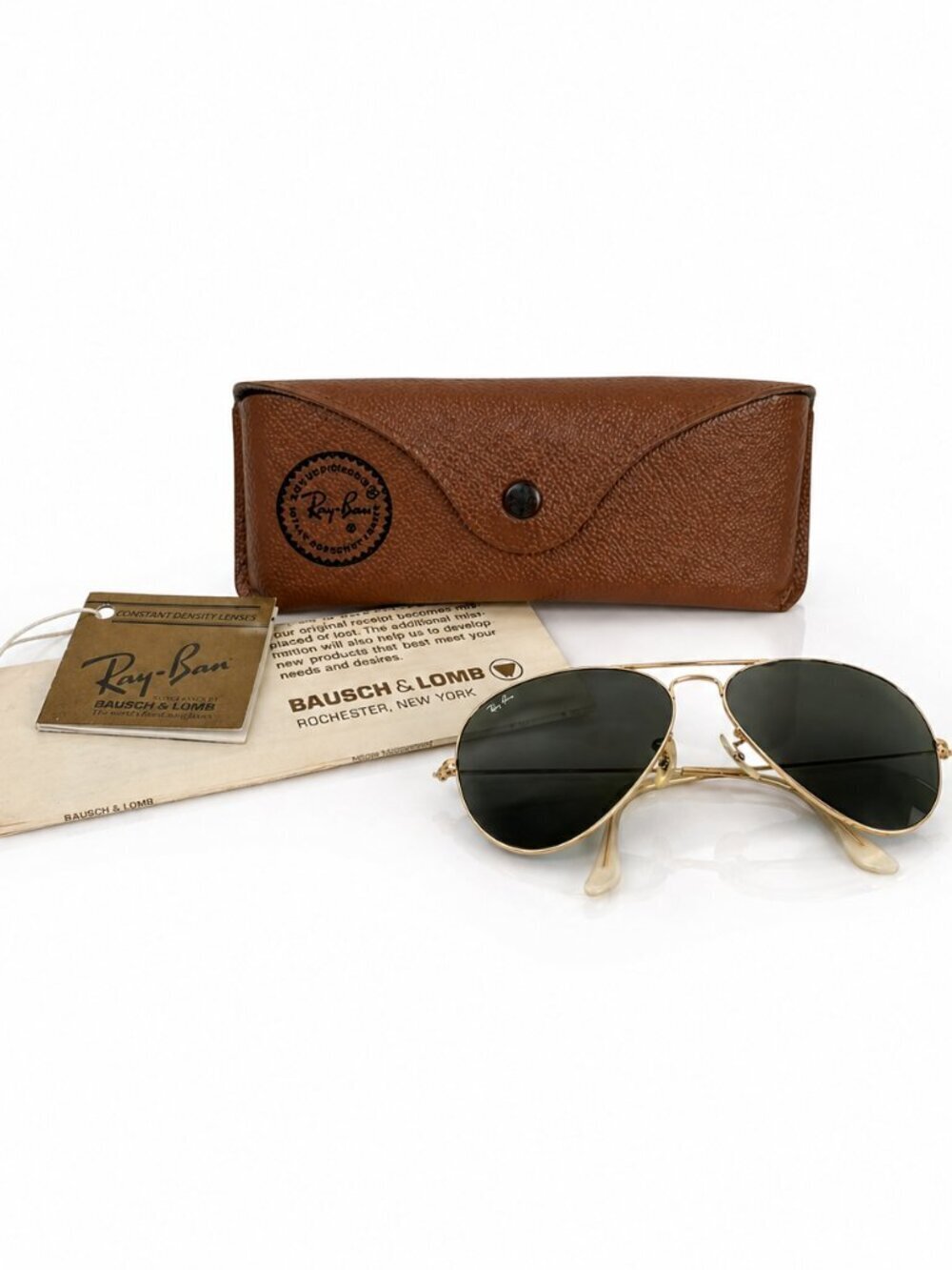 RAY BAN Gold Metal Aviator Sunglasses Small AUTHENTIC Vintage 80s